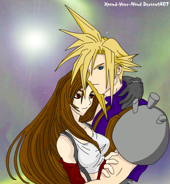 Cloud And Tifa Under Starlight