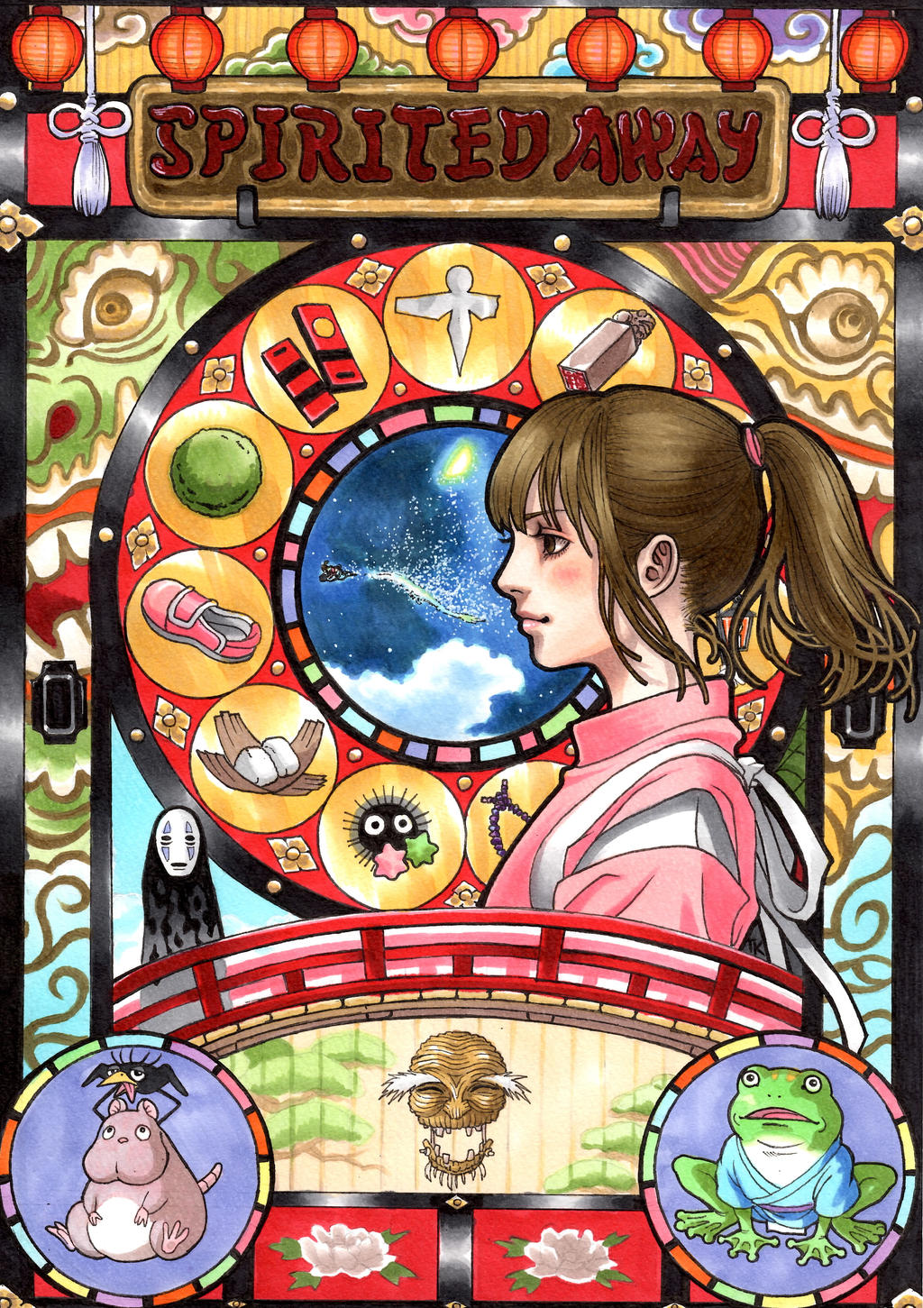 spirited away  Mucha style