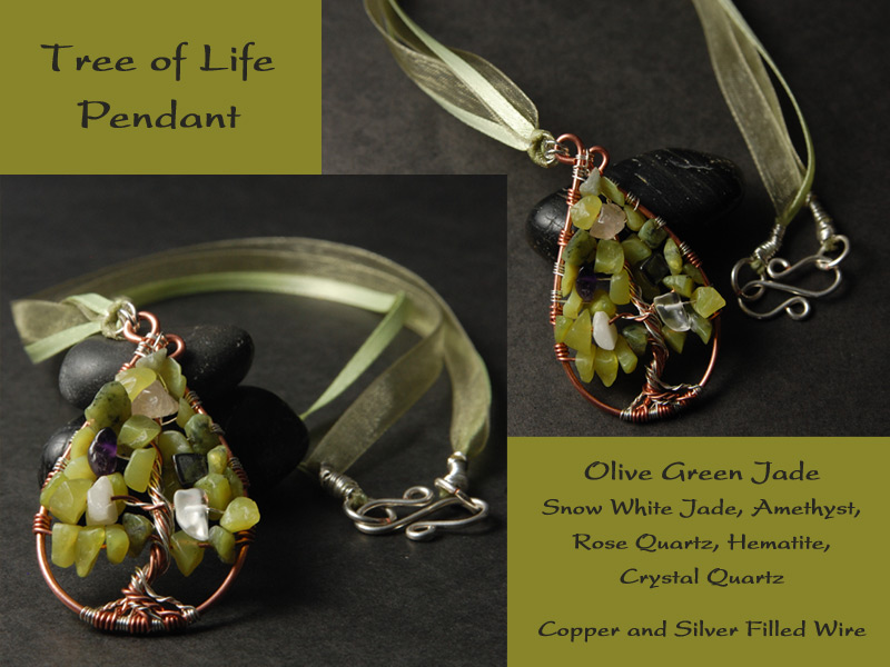 Olive Green Jade Tree of Life