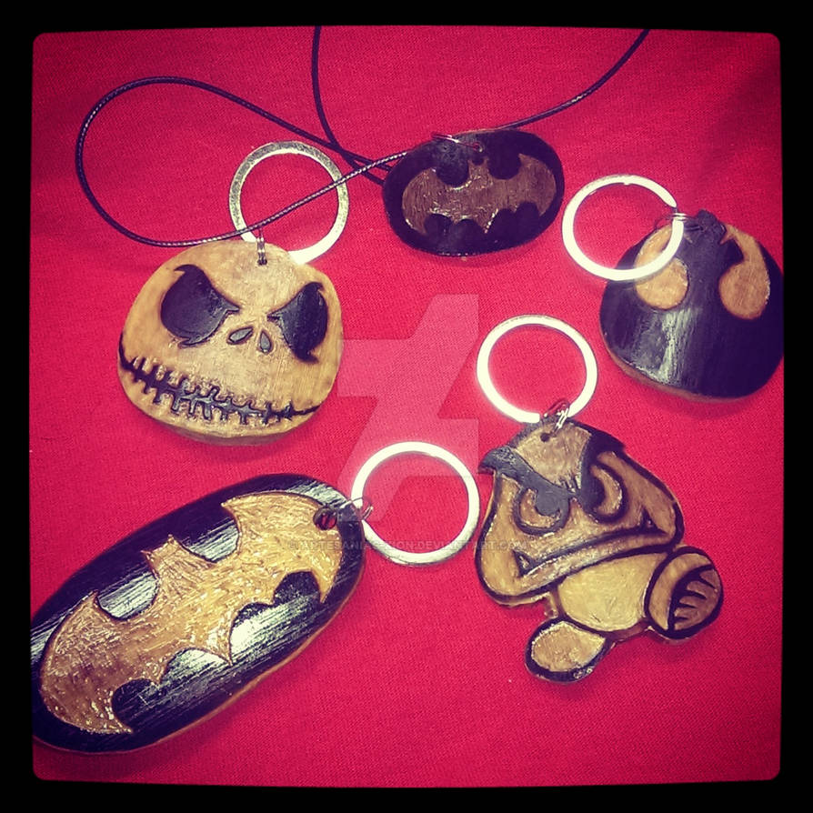 Handmade bamboo keychains by Artesanias-Xion on DeviantArt