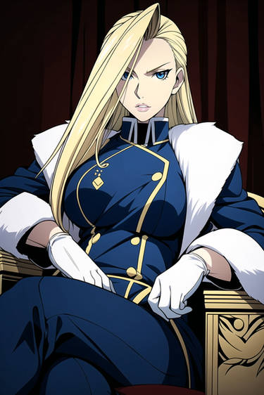 Gosto muito do estilo da Oliver Armstrong. Anime, Fullmetal alchemist mustang, Olivier mira armstrong
