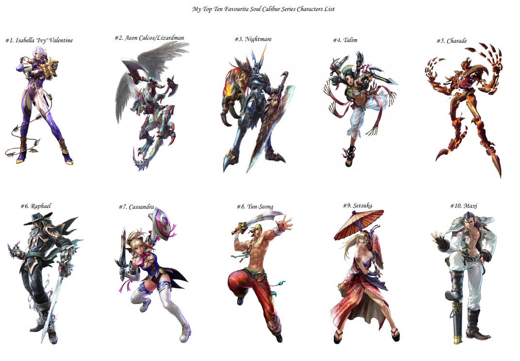 My Top Ten Favourite Soul Calibur Characters By