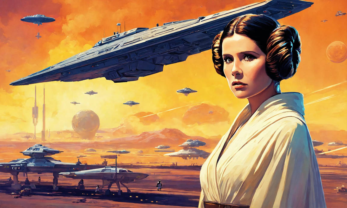 Leia is posing with a spaceship in the back. by schnueffelchen on ...