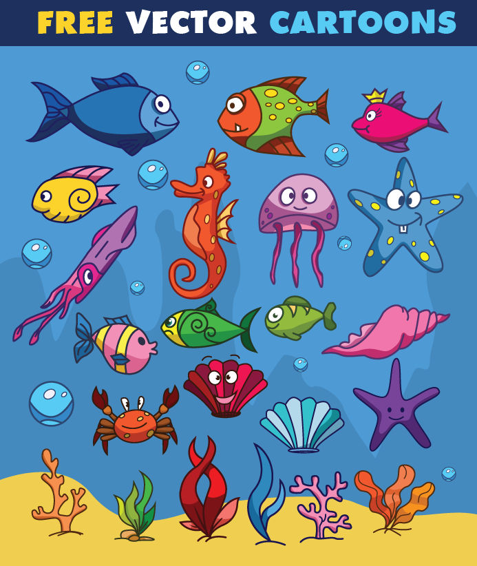 Free Sea Life Vector Cartoons by pixaroma on DeviantArt