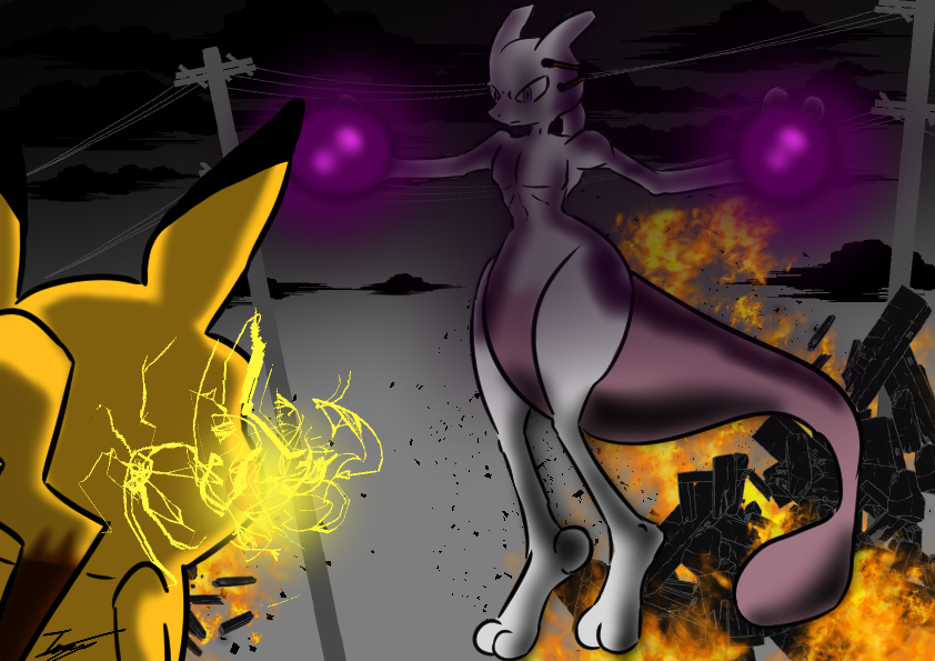 Pokemon - Mew Vs. Mewtwo by GustavoCardozo97 on DeviantArt