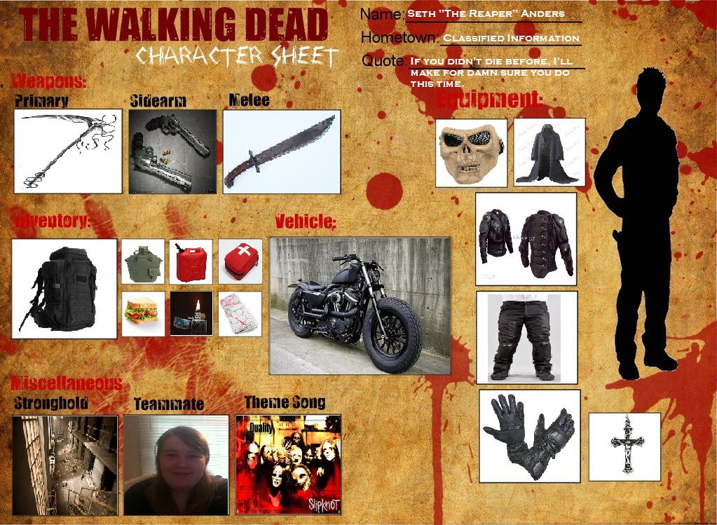 Seth Anders Walking Dead character sheet