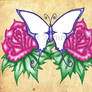 Butterfly and roses