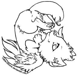 Winged wolf lineart by little-kitsune