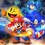 SSB4 Mario, Pac-Man, MegaMan and Sonic BG