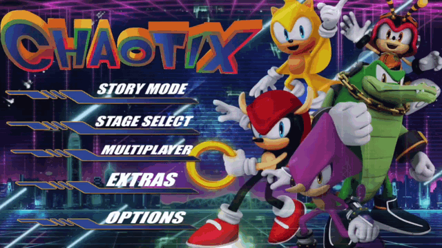 Chaotix Modern Game Menu Screen