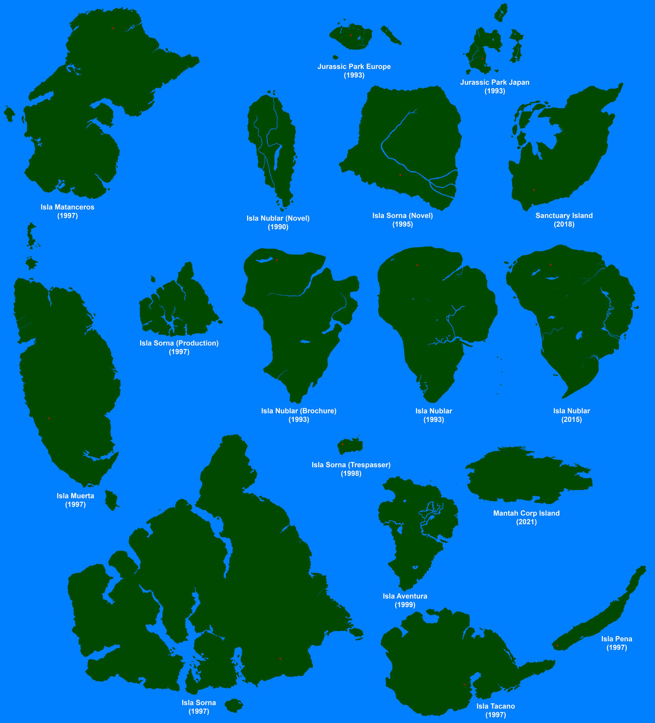 Isla Nublar map size comparison : r/jurassicworldevo