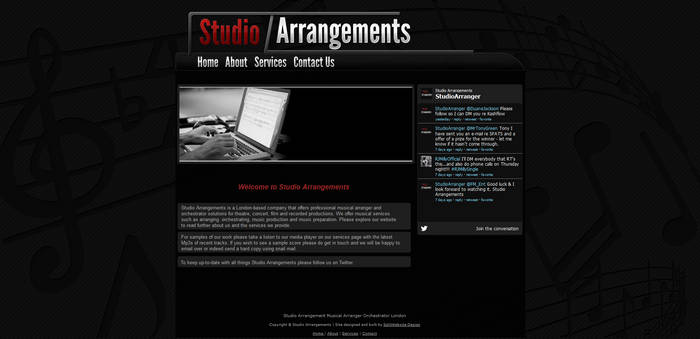 'Studio Arrangements' Website Design