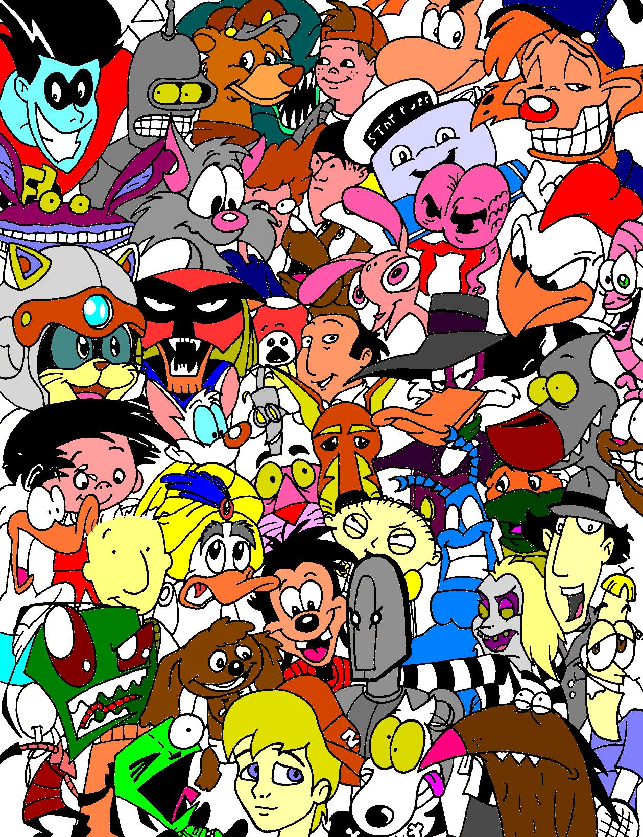 Popular 90s Cartoon Collage