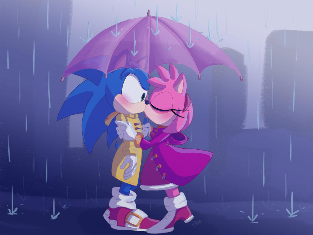 SONAMY kiss under the rain by Diana-ITZ on DeviantArt