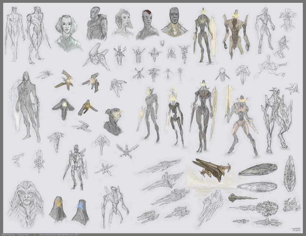 Forerunner Character Forerunner sketchdump 1 by The-Chronothaur on DeviantArt