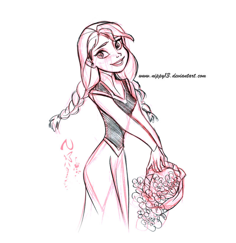 Disney’s Frozen - Anna Sketch 03 by Nippy13 on DeviantArt