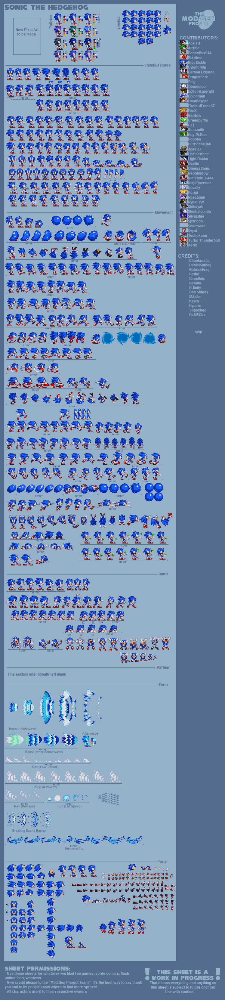 Sonic Classic Modern Mix Ultimate Sprite Sheet transparent