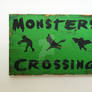 Monster Crossing Halloween Wooden sign