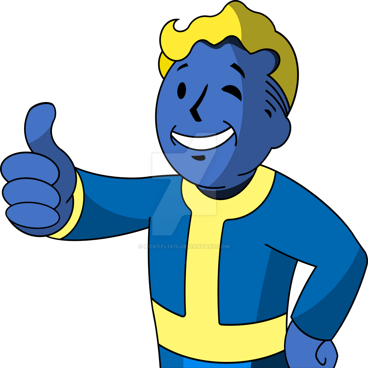 Fallout Vault Boy - Semi-Colored by RickyFL1975 on DeviantArt