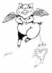 Flying Pig Lineart