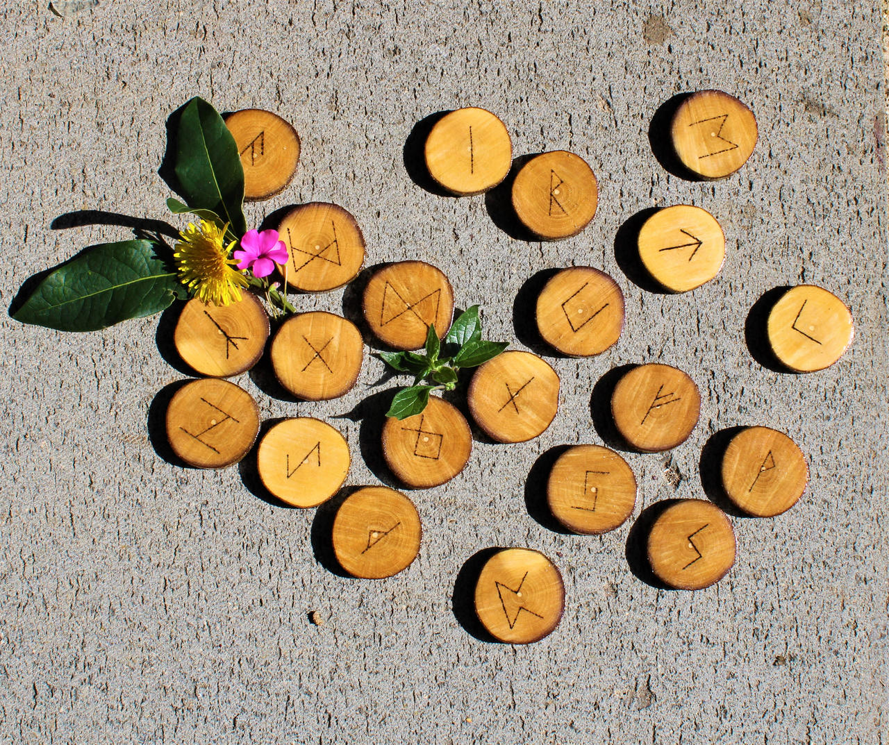 Ck Rune Elder Futhark Set in Wood , disc runes (4) by MagickWorks on DeviantArt