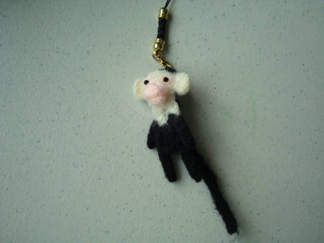 Needle felted capuchin monkey keychain