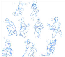 Kneeling poses gesture skecthes