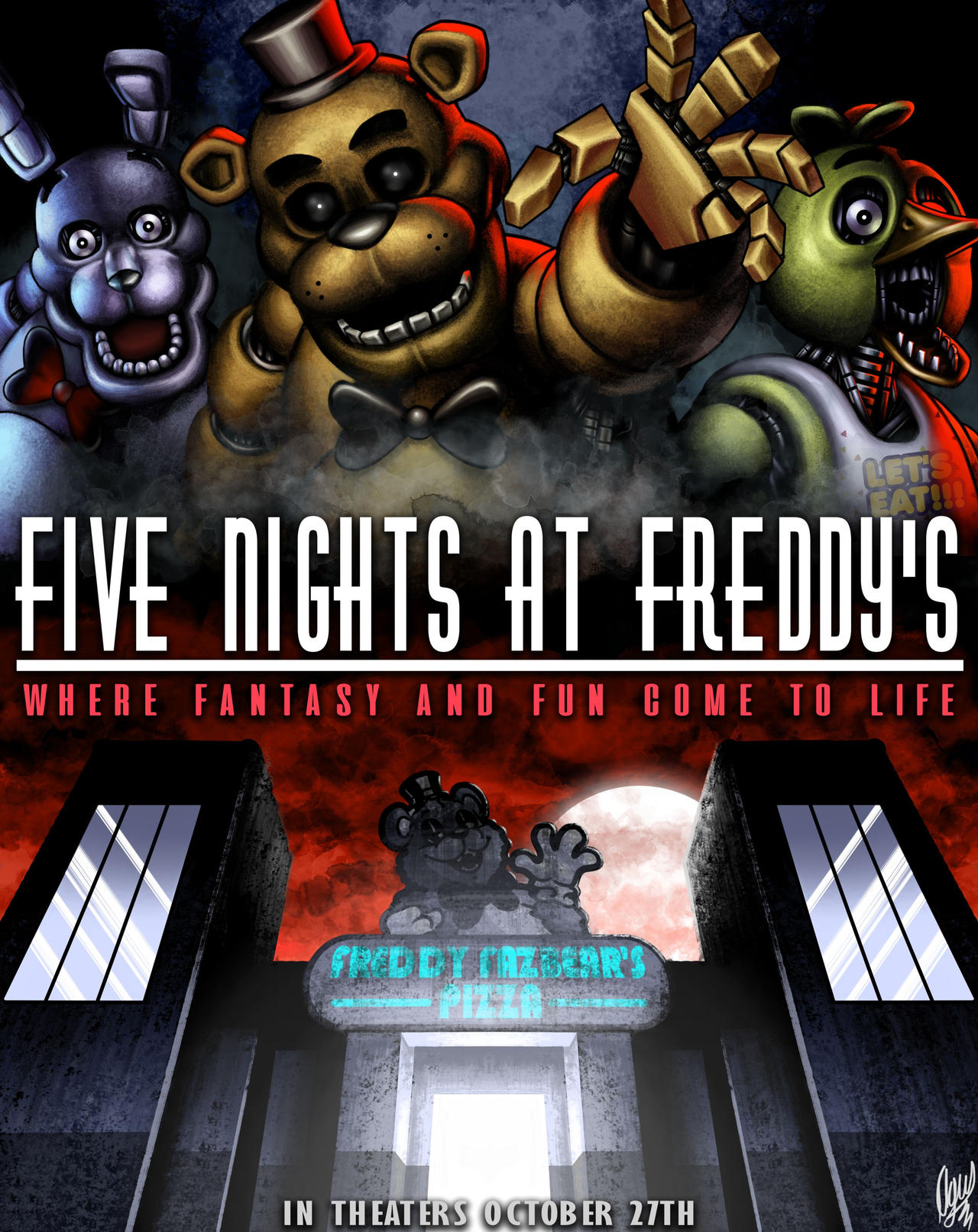 My artwork of Freddy Fazbear from hit game Five Nights at Freddy's