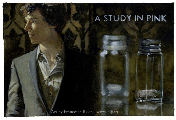 'A study in pink' - a Sherlock postcard