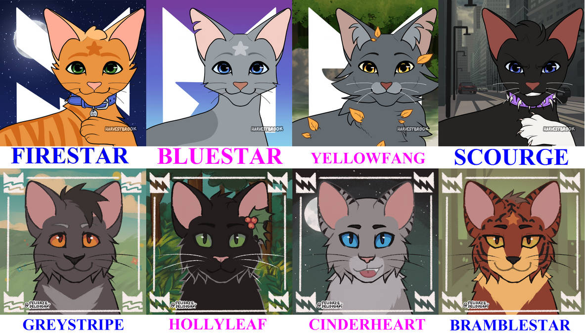 Some portraits of Warrior cats by UnknownRussainRat on DeviantArt