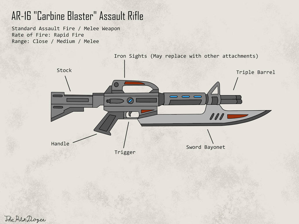 Blaster Rifle Drawing Carbine Blaster Rifle by ThePilotDogee on DeviantArt