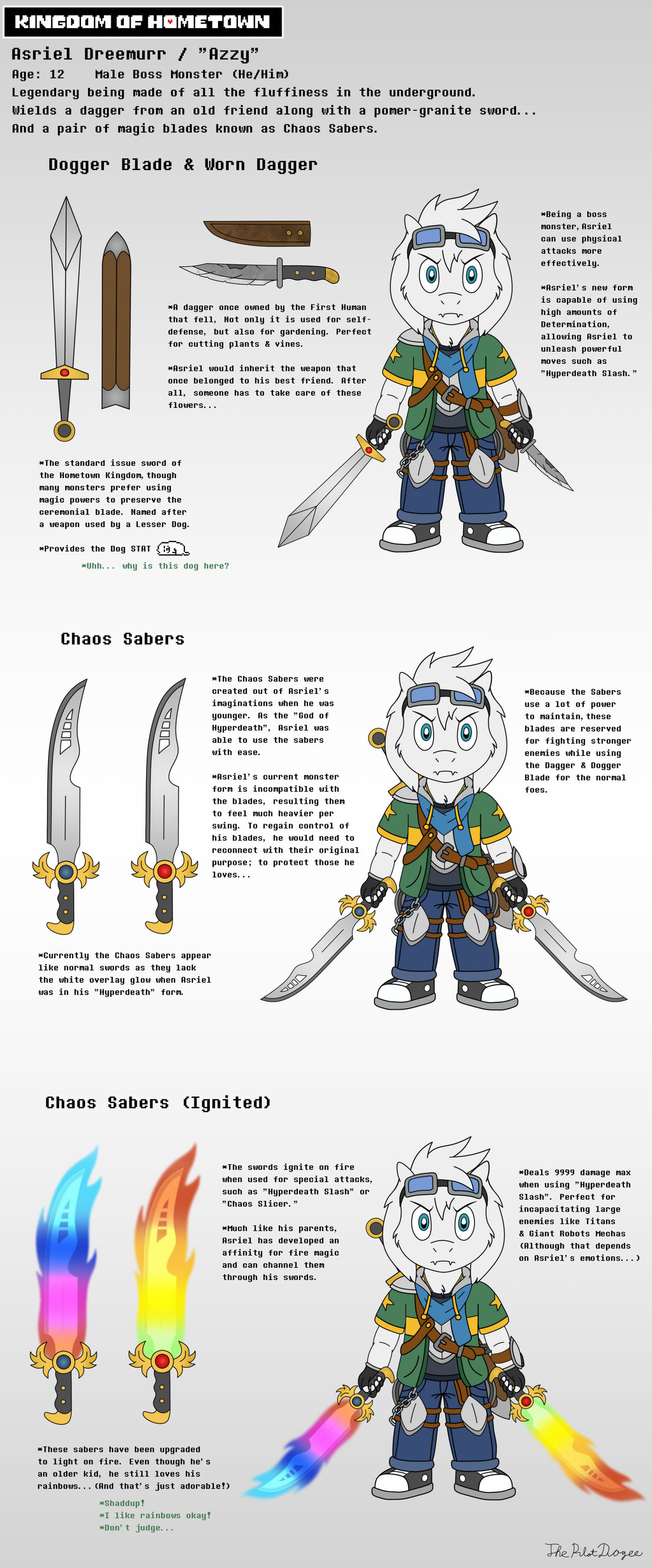 Asriel's Swords Reference Sheet 2023 - Undertale by ThePilotDogee on ...