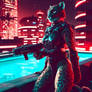 Female cheetah soldier at a poolparty