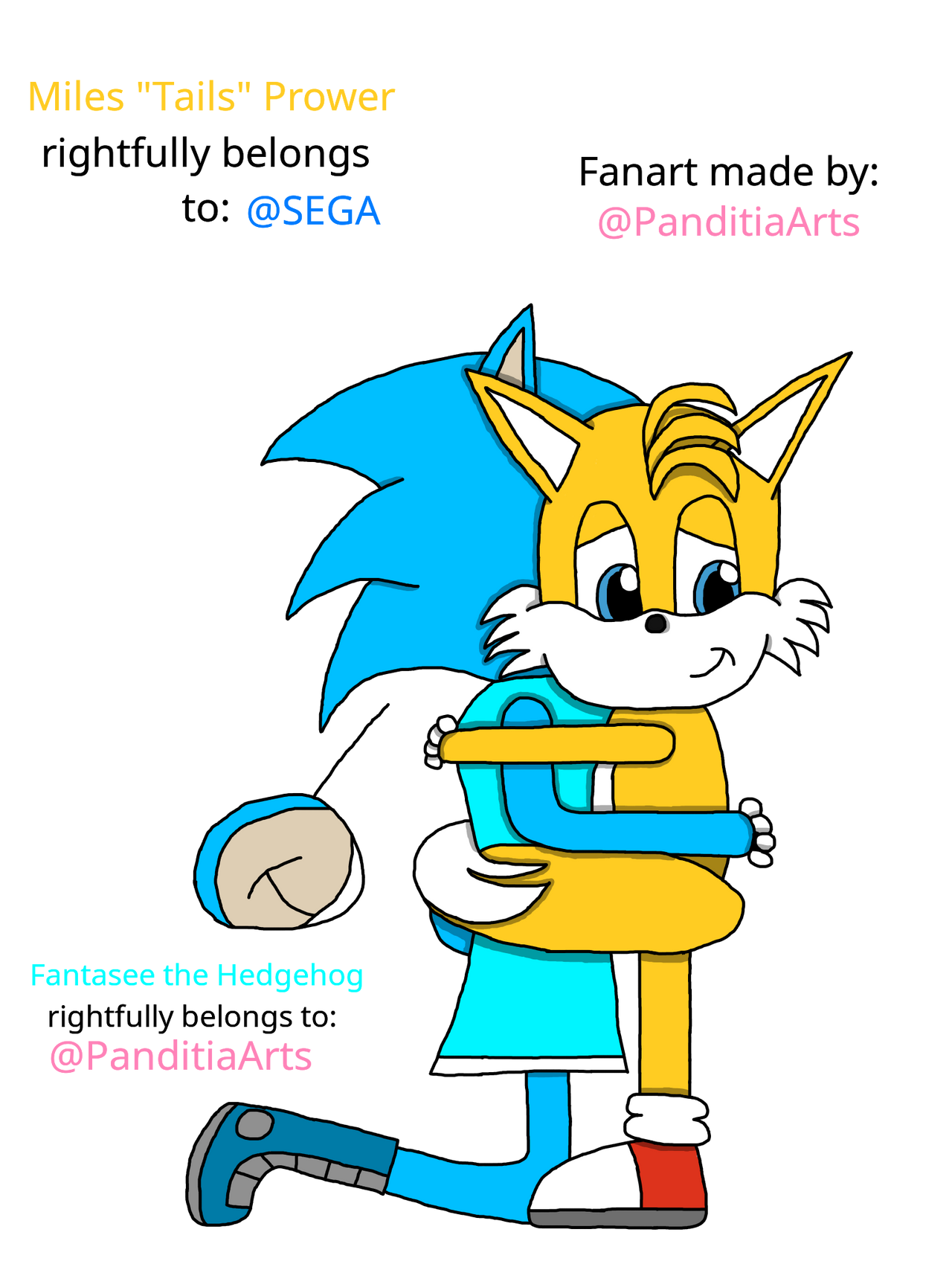 Fantasee hugging Tails by PanditiaArts39 on DeviantArt