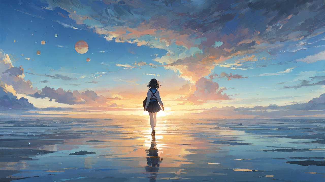 Anime girl walking on water by HeimDaLL11 on DeviantArt