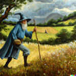 Blue wizard in Shire (AI) by dmnfarrell