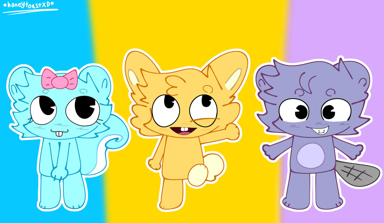Just drawed the 3 characters in the htf pilot by Honeytoastdakittydog ...
