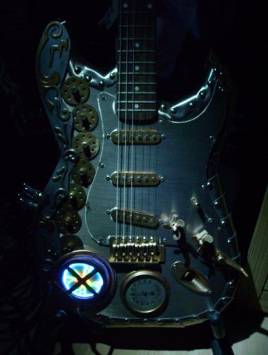 steampunk guitar by night