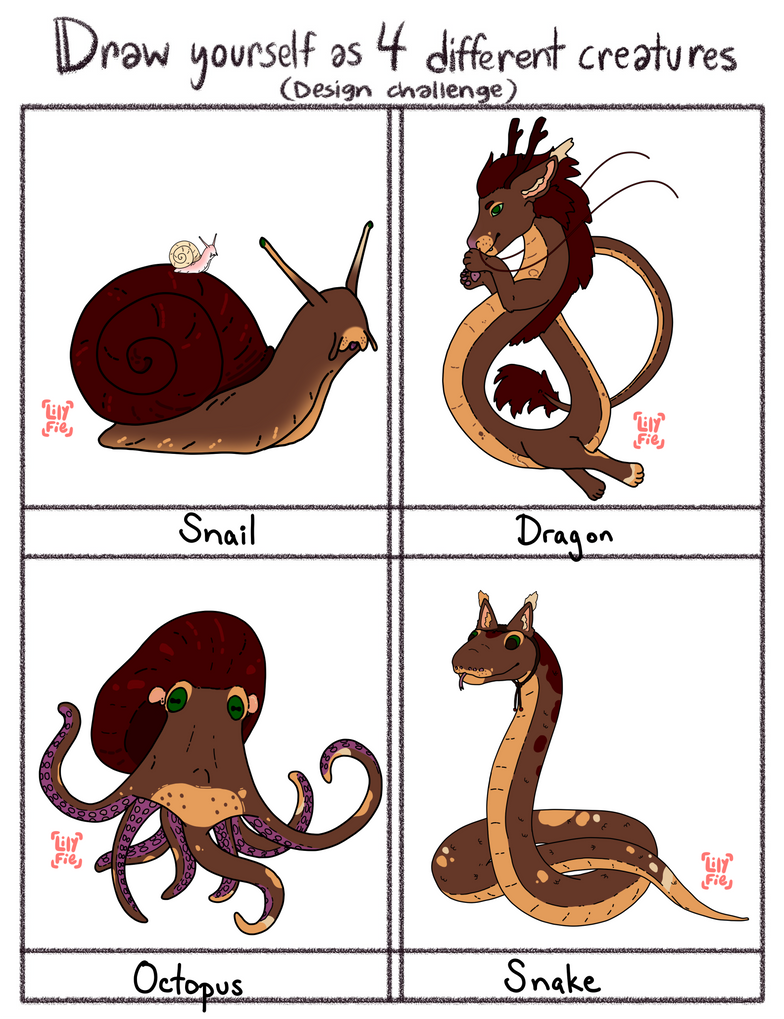 4 different creatures meme by LilyFie on DeviantArt