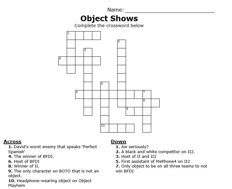 Object Show Crossword 1 by Saturn Domo on DeviantArt Object Show Crossword 1 by Saturn Domo on DeviantArt