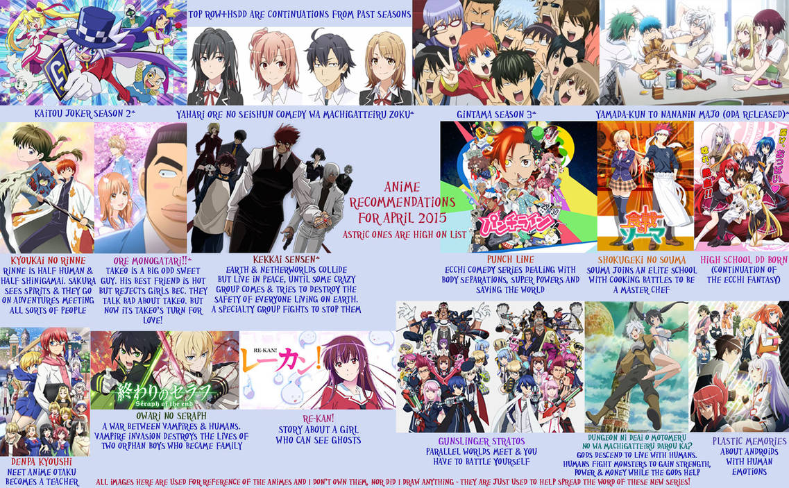 Anime Recommendations April 2015 by LuffyNoTomo on DeviantArt