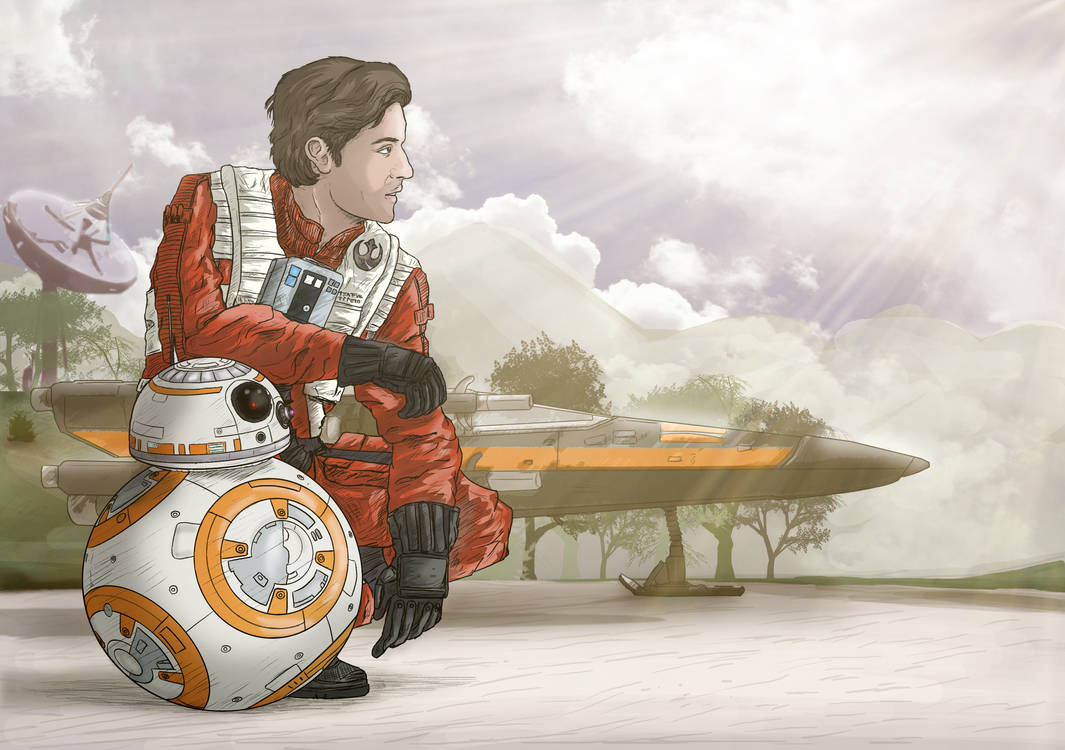 Poe Dameron and BB-8 on D'Qar by Sketchy-raptor