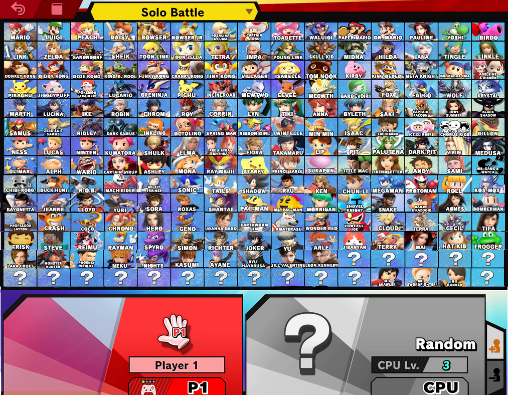 Super Smash Bros Ultimate Fan Roster Version 5.4 by mushroomguy12 on
