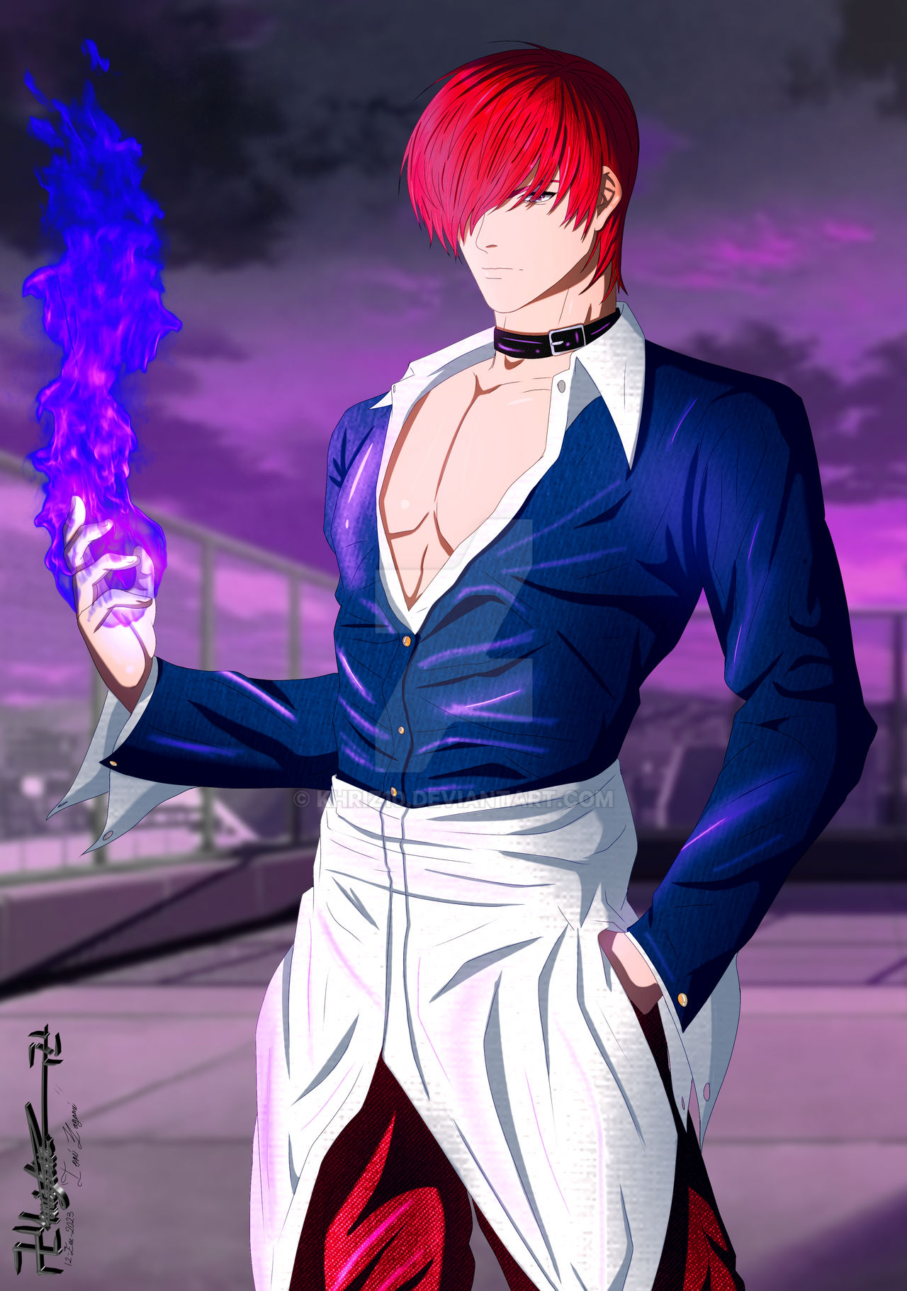 Iori Yagami Anime Manga The King of Fighters, Anime, purple