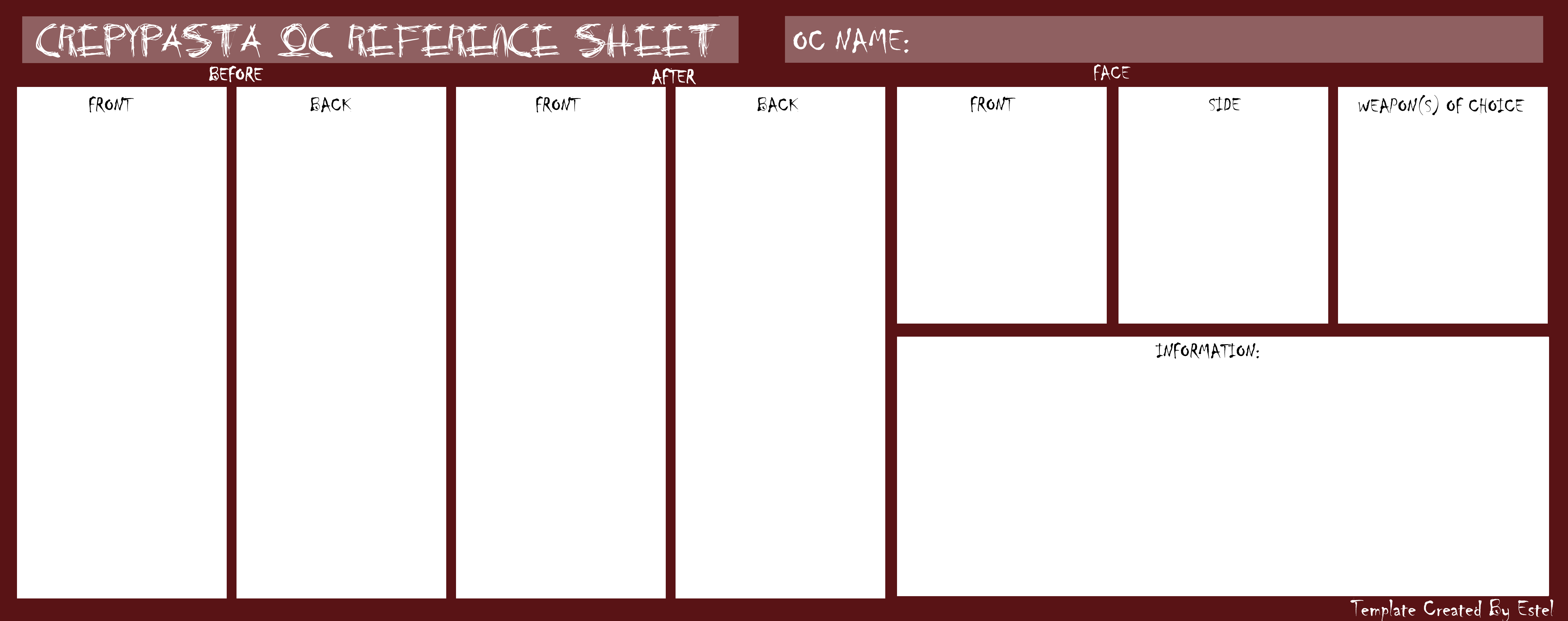 Creepypasta OC Ref Sheet Template by EstelHart on DeviantArt Creepypasta OC Ref Sheet Template by EstelHart on DeviantArt