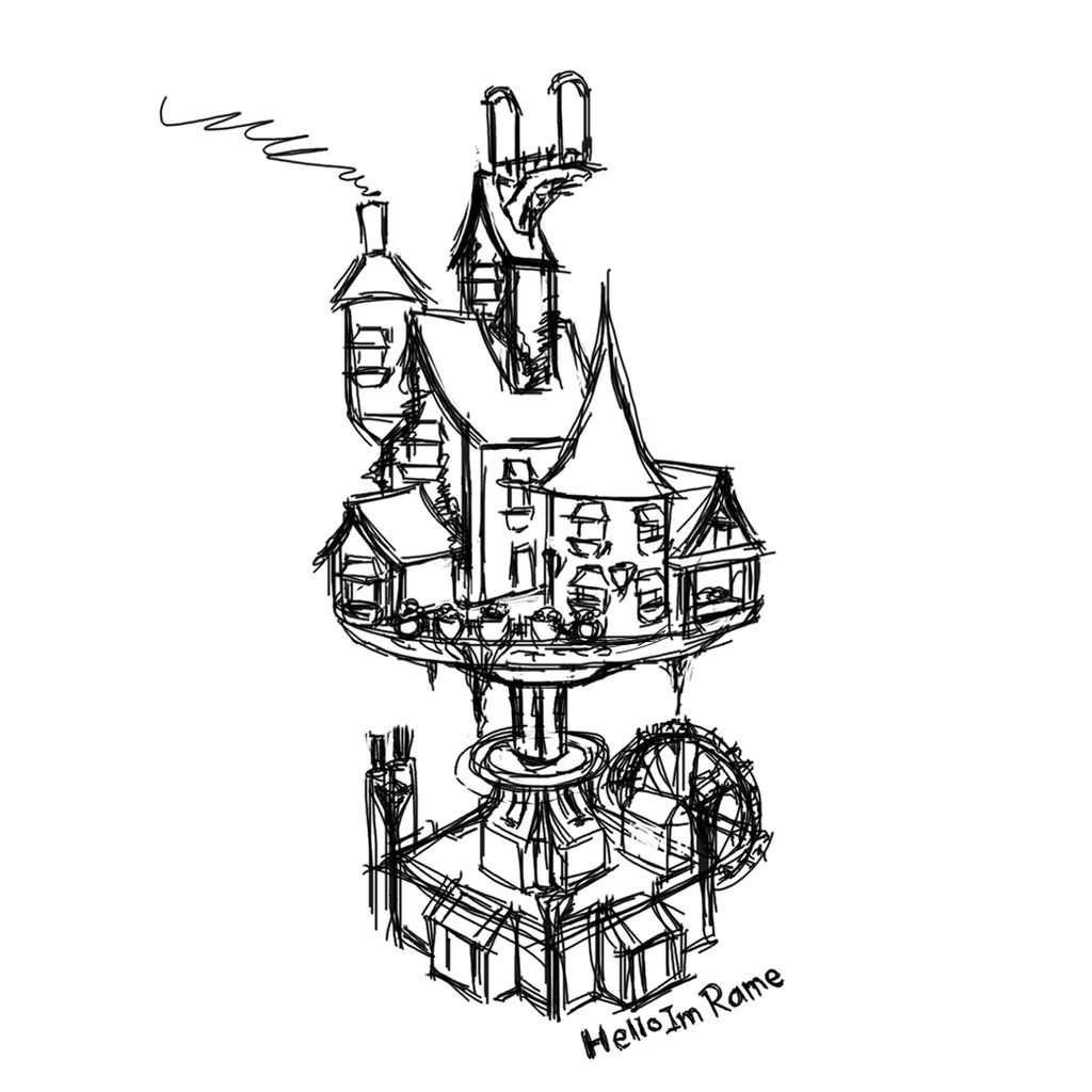 Clockwork house sketch by HelloImRame