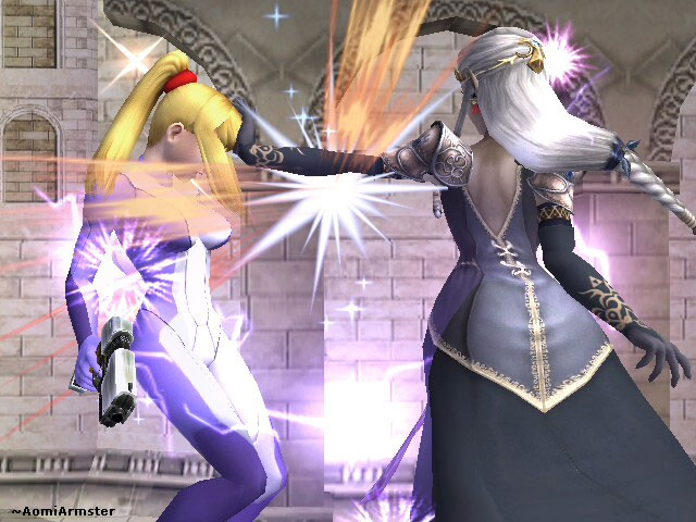 Princess Zelda zapping Samus