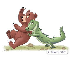 Bear and crocodile