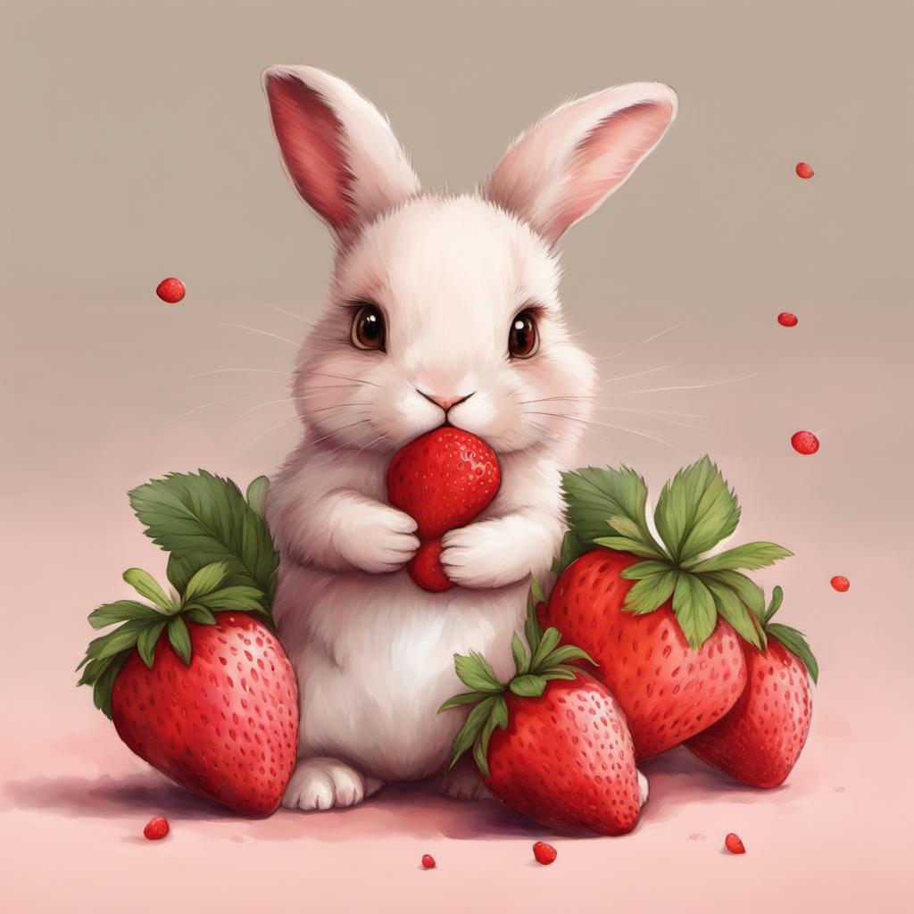 🐇༶•┈┈ adult female rabbit eating strawberry undies ┈┈•༶🐇 –