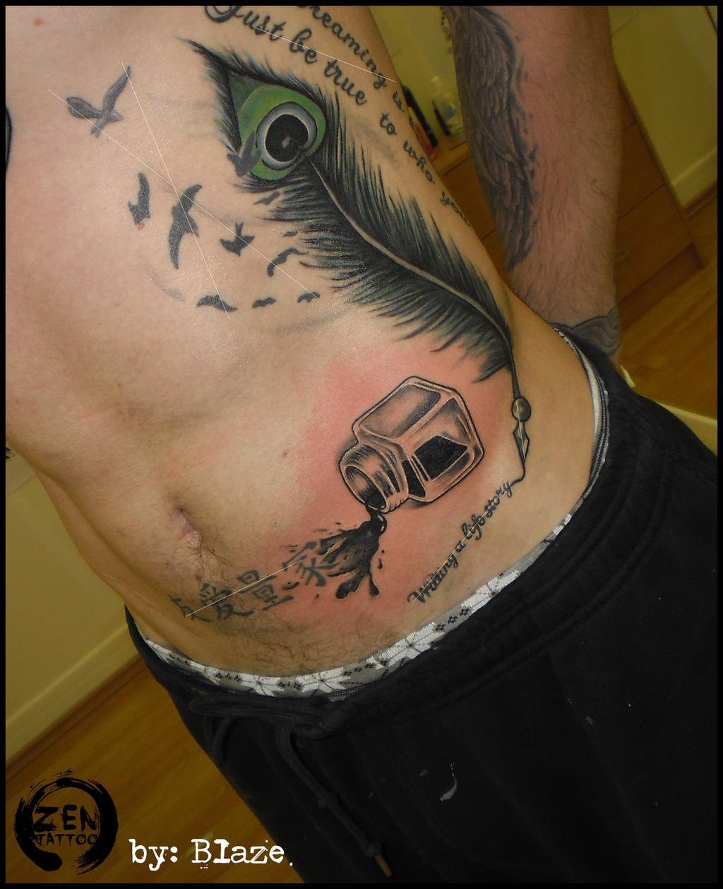 Spilled ink bottle tattoo by Blaze